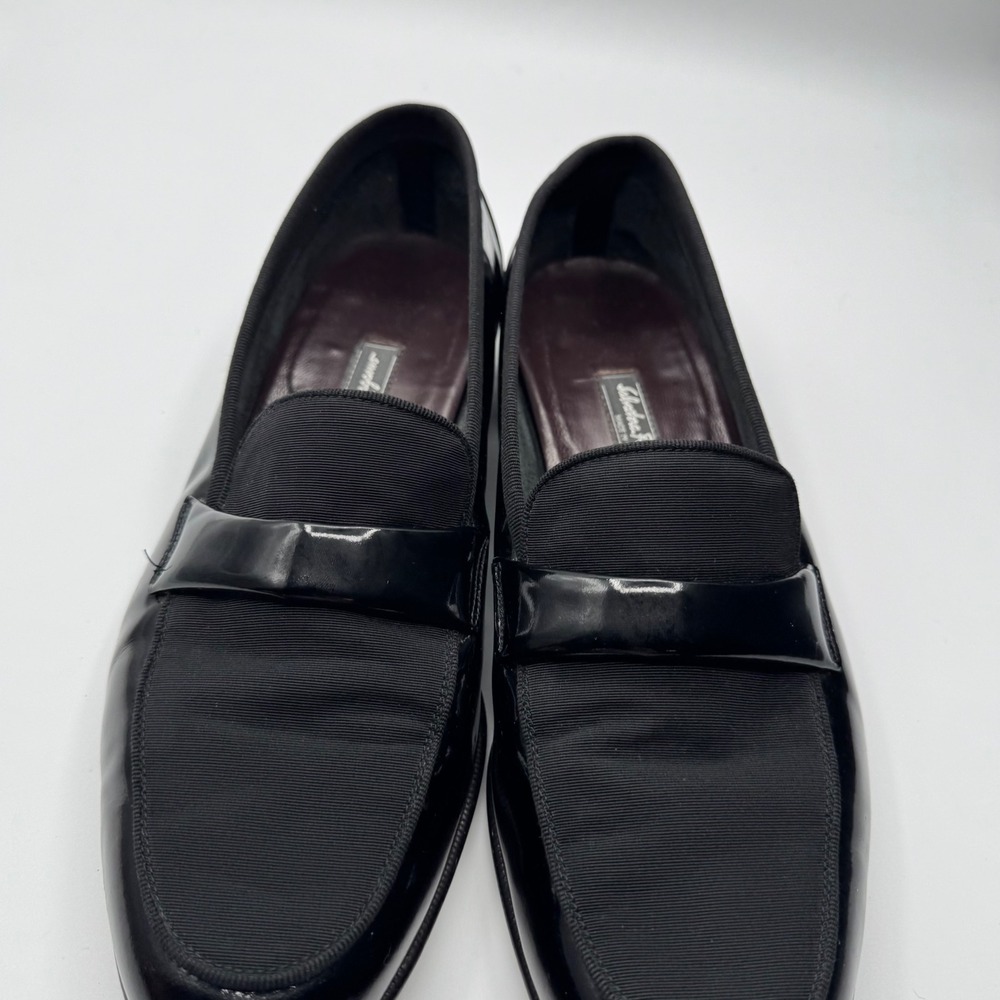 Salvatore Ferragamo Mens 10.5 Black Patent Leather Grosgrain Formal Loafers - Picture 4 of 9